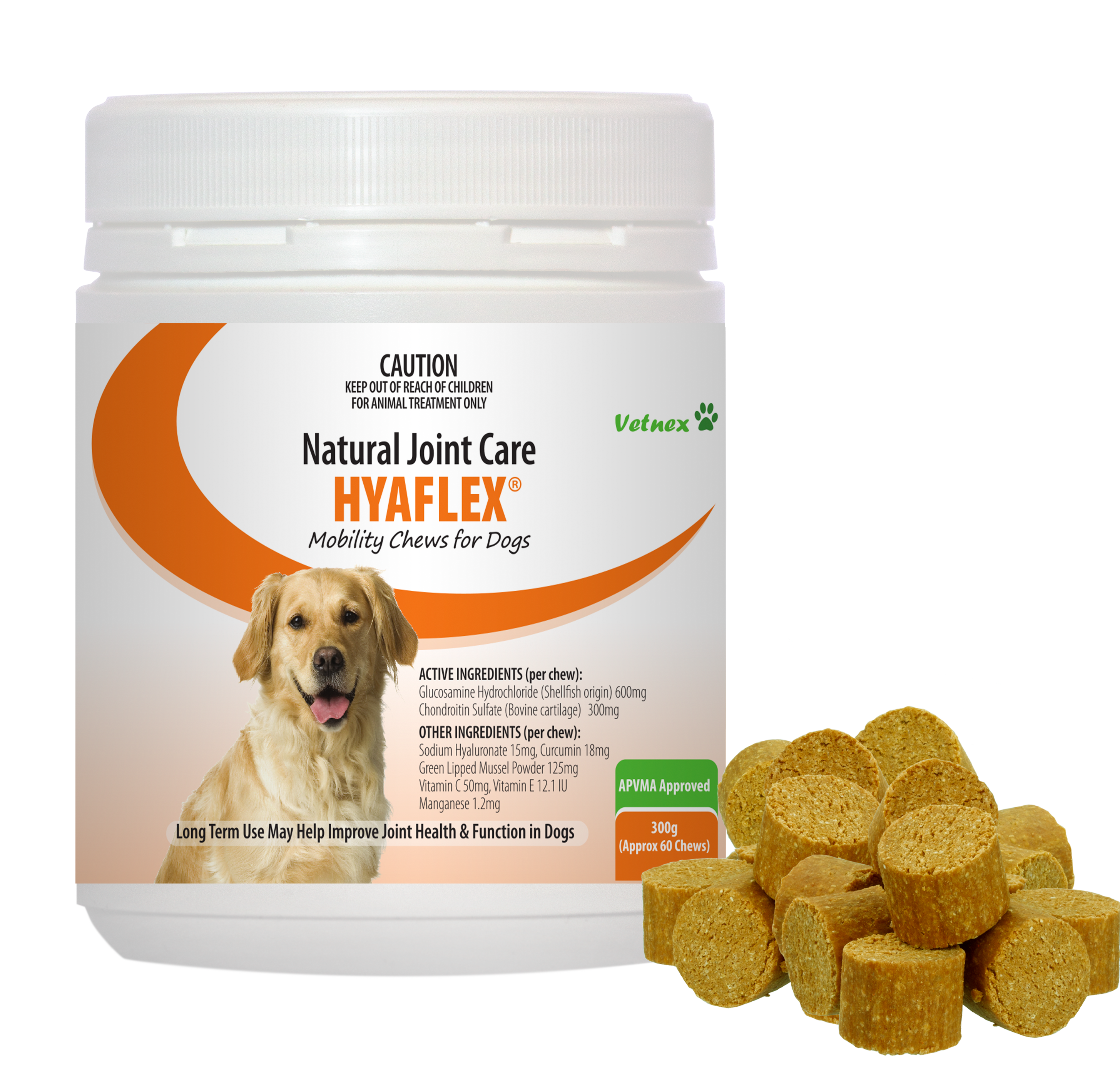 Vetnex Hyaflex Mobility Chews for Dogs 300g/60 chews